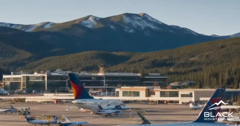 An airport near the mountains of Colorado